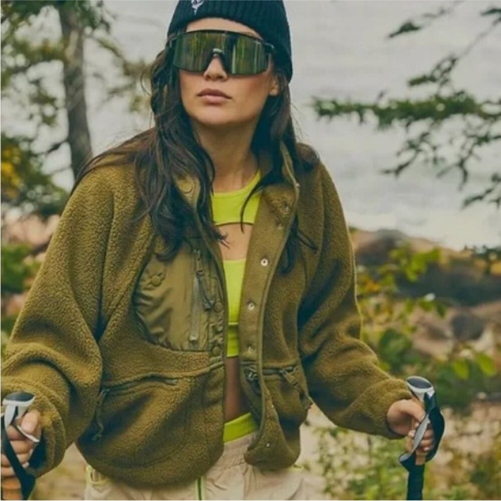 FP Movement by Free People Olive Green Teddy Jacket